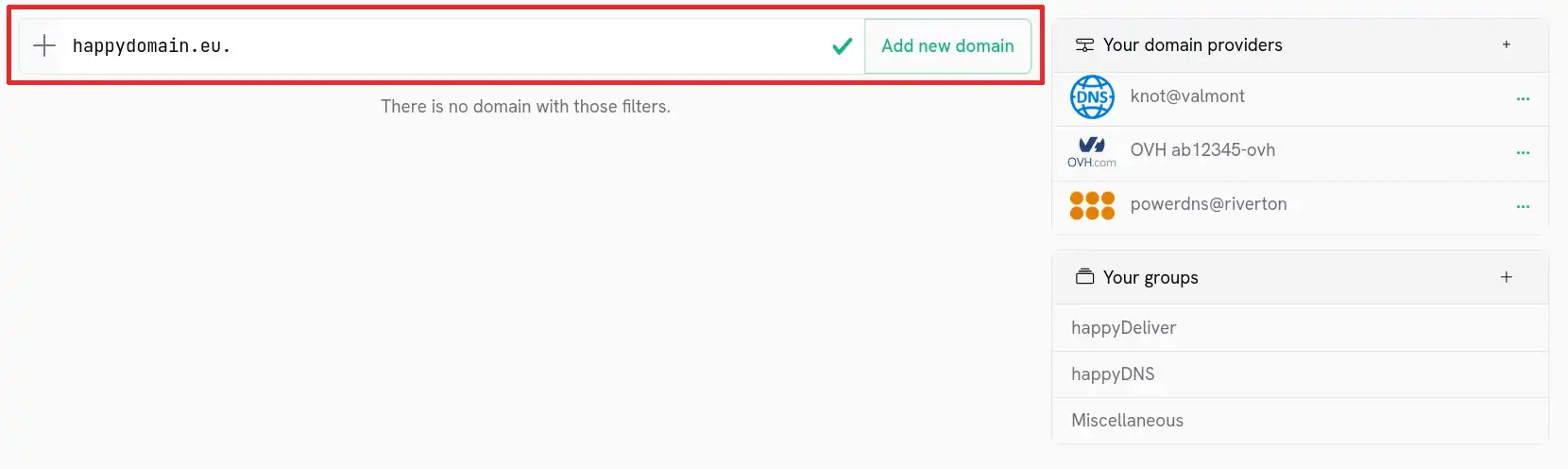 Location to add a domain that is not listed