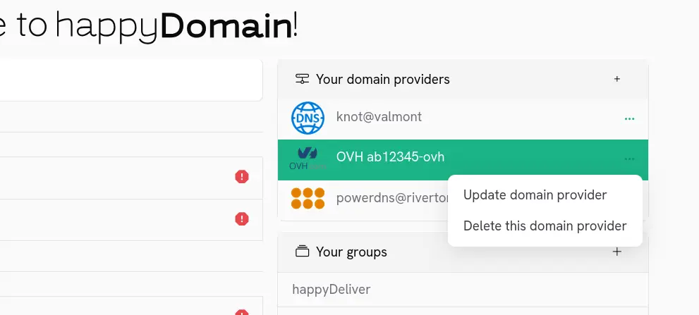 Modify or delete a hosting