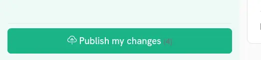 The Publish my changes button with its pending-changes counter